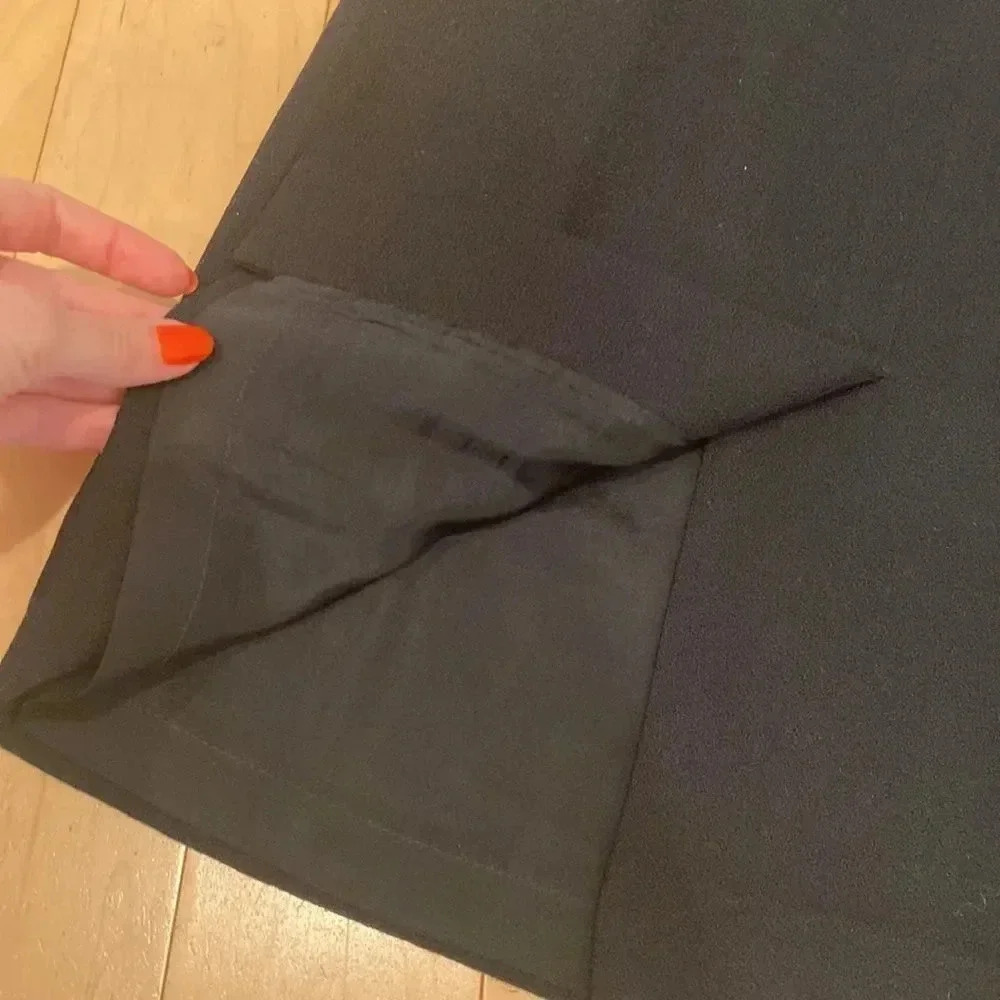 Vintage Black Wool High Waisted Pleated Pencil Skirt Size 10 - Picture 6 of 7